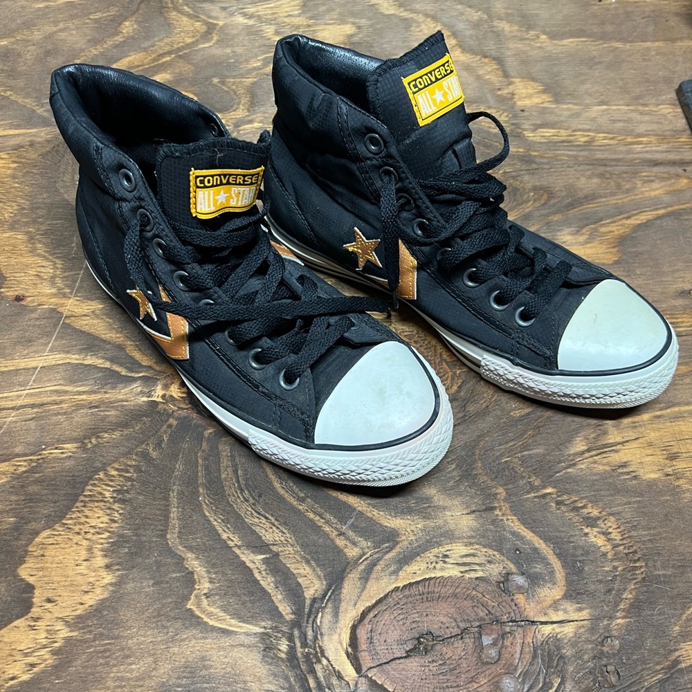 Converse Black and Gold High-Top Sneakers
